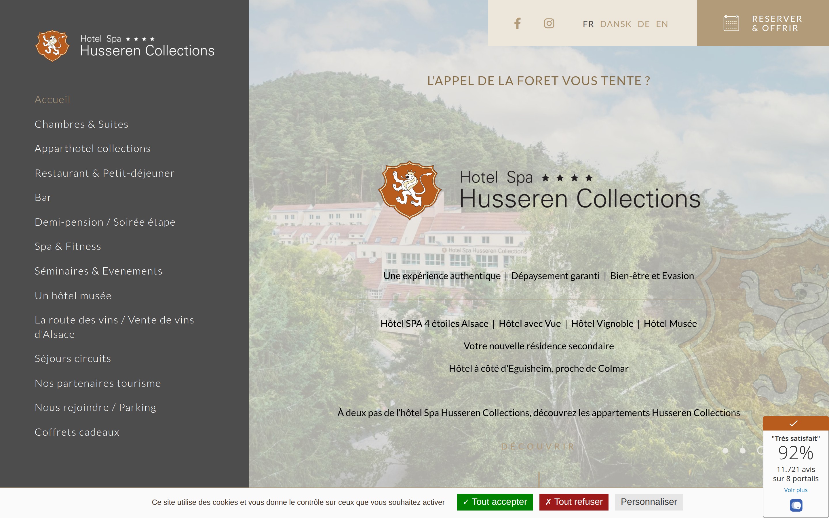 Le site actuel — Refonte du site de Husseren Collections — Hôtel Spa