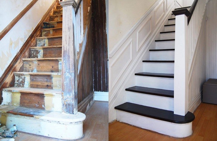 Rénovation escalier — avant et après — Reininger Peinture Colmar